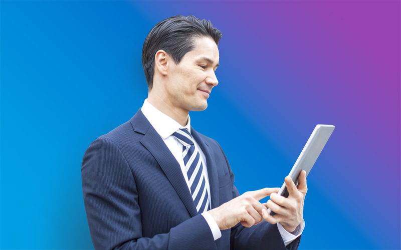 a man using a tablet