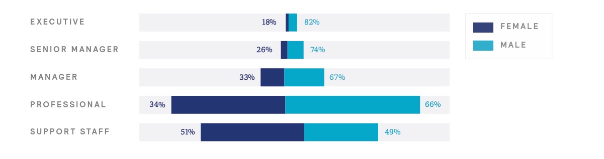 Chart: representation of female and male employees in the technology sector