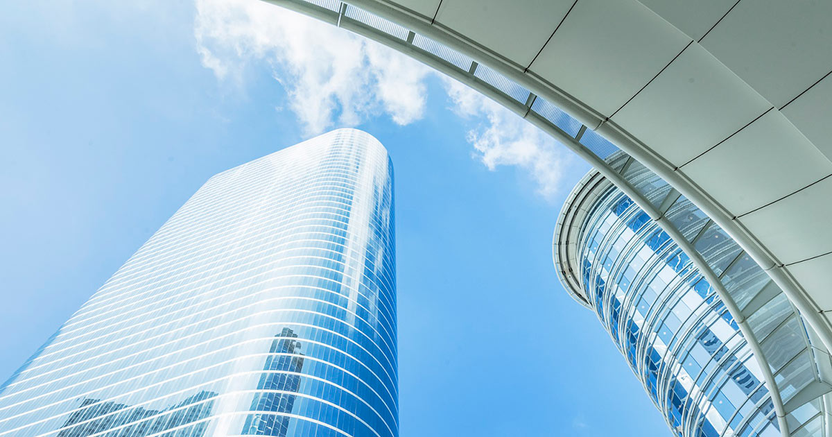 Skyscrapers with blue sky background in Houston, city
